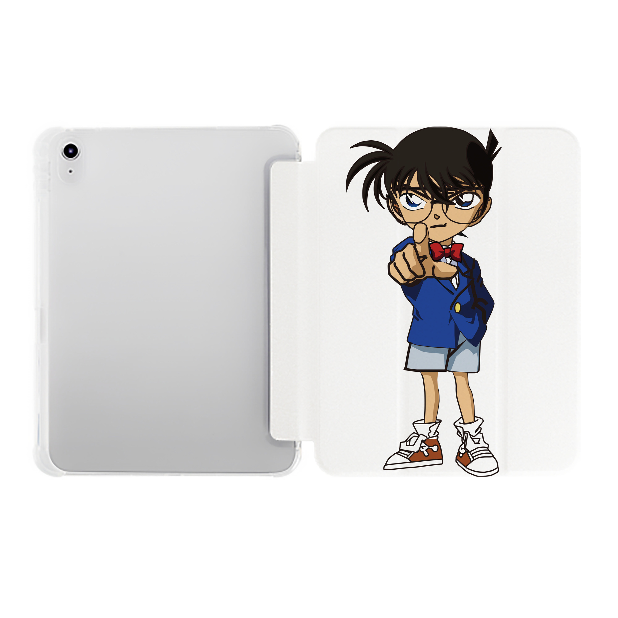 （画像用） 名探偵コナン 江戸川 コナン Detective Conan Conan Edogawa IPad ケース ペン収納付き 三つ折りスタンド PUレザー×シリコン 対応機種9.5/10.5/10.9インチ